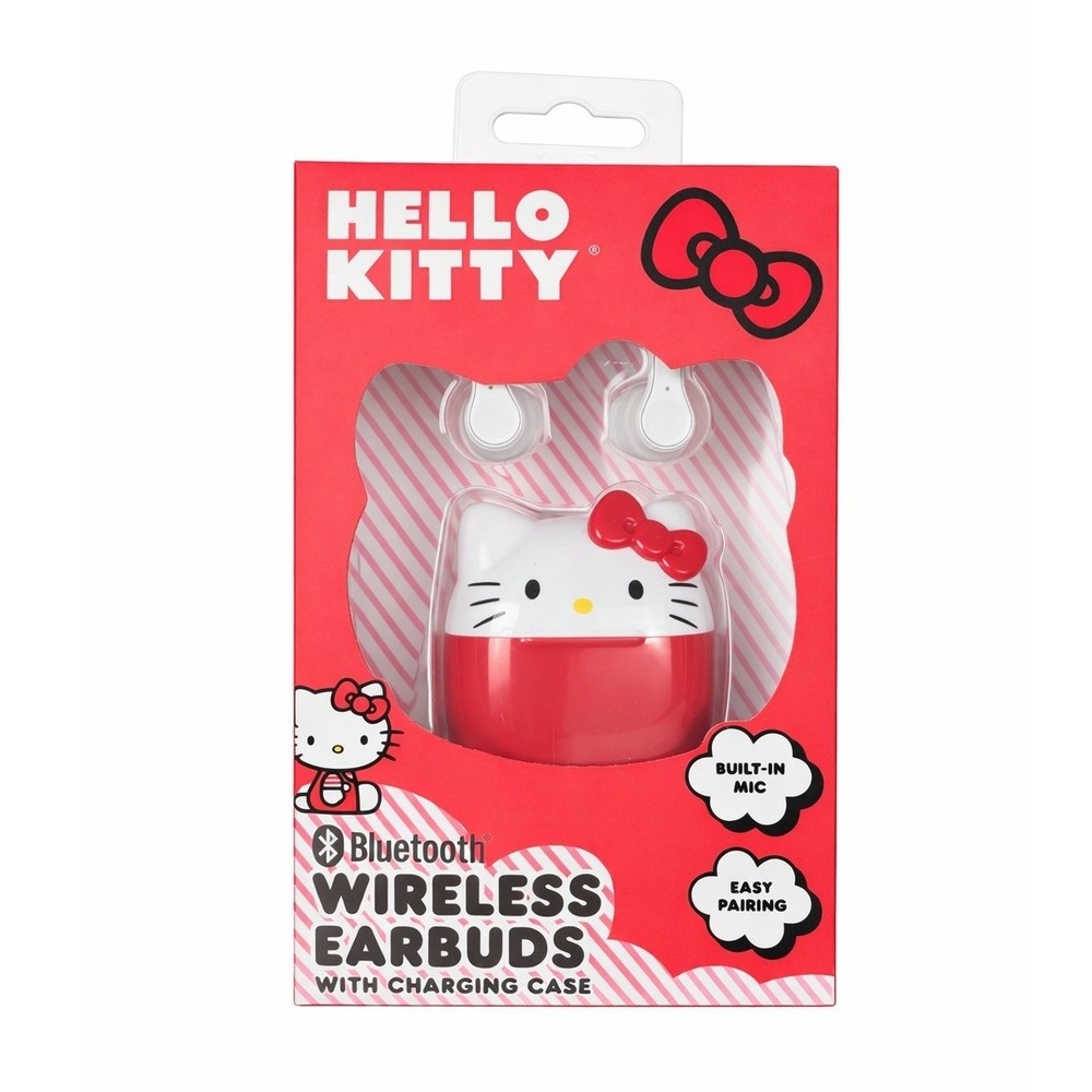 Hello Kitty Bluetooth Wireless Earbuds Red Charging Case Sanrio "NEW"